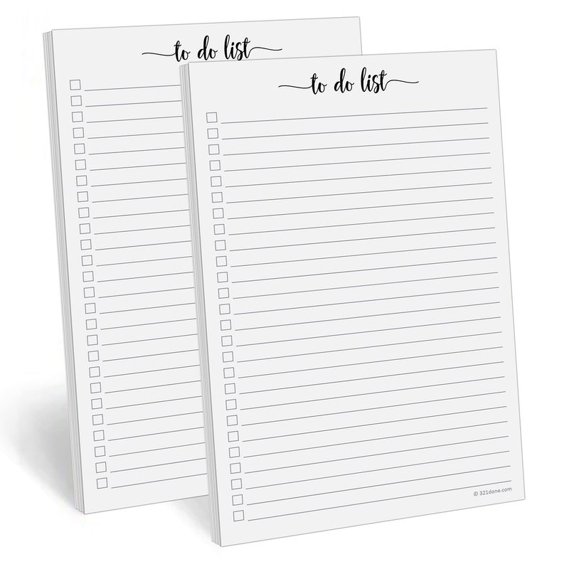 321Done To Do List Notepad - Pack of 2-50 Sheets (5.5"" x 8.5"") To-Do's Notepad Tear Off  Planning Memo Pad  Planner Checklist Organizing - Made in USA - Simple Script - College-Ruled - Image 1